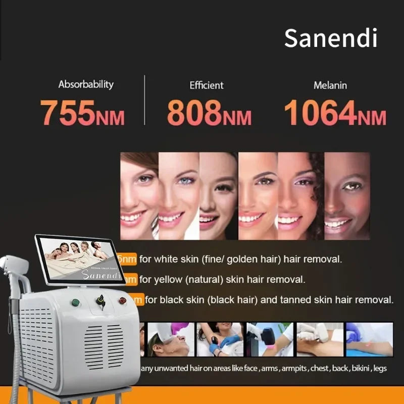 Diode Laser Hair Removal Professional Machine painless cooling permanent lazer hair removal 4 Wavelengths 755 808 940 1064