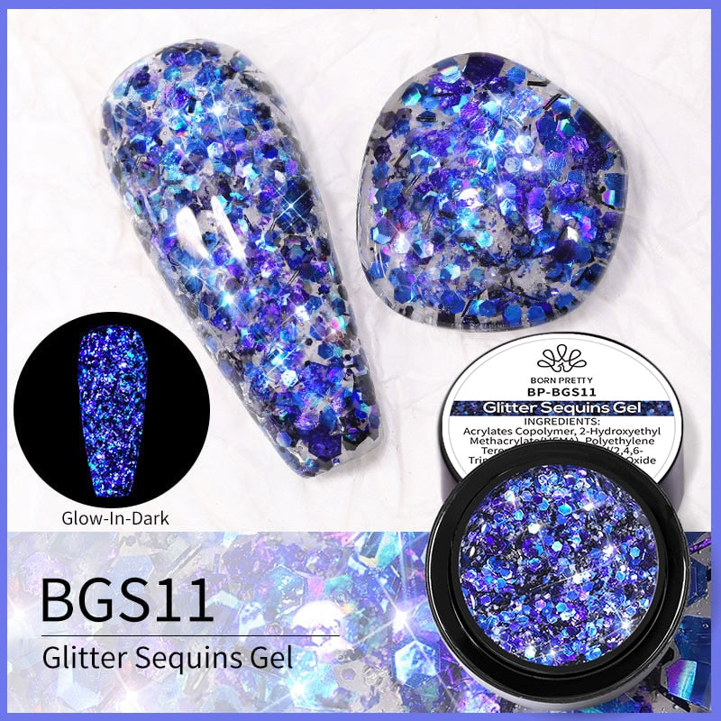 BORN PRETTY Sparkling Metallic Painting Gel Polish Soak Off Gel Nail Polish Flower Drawing Gold Silver Mirror Glitter UV Gel 5ml