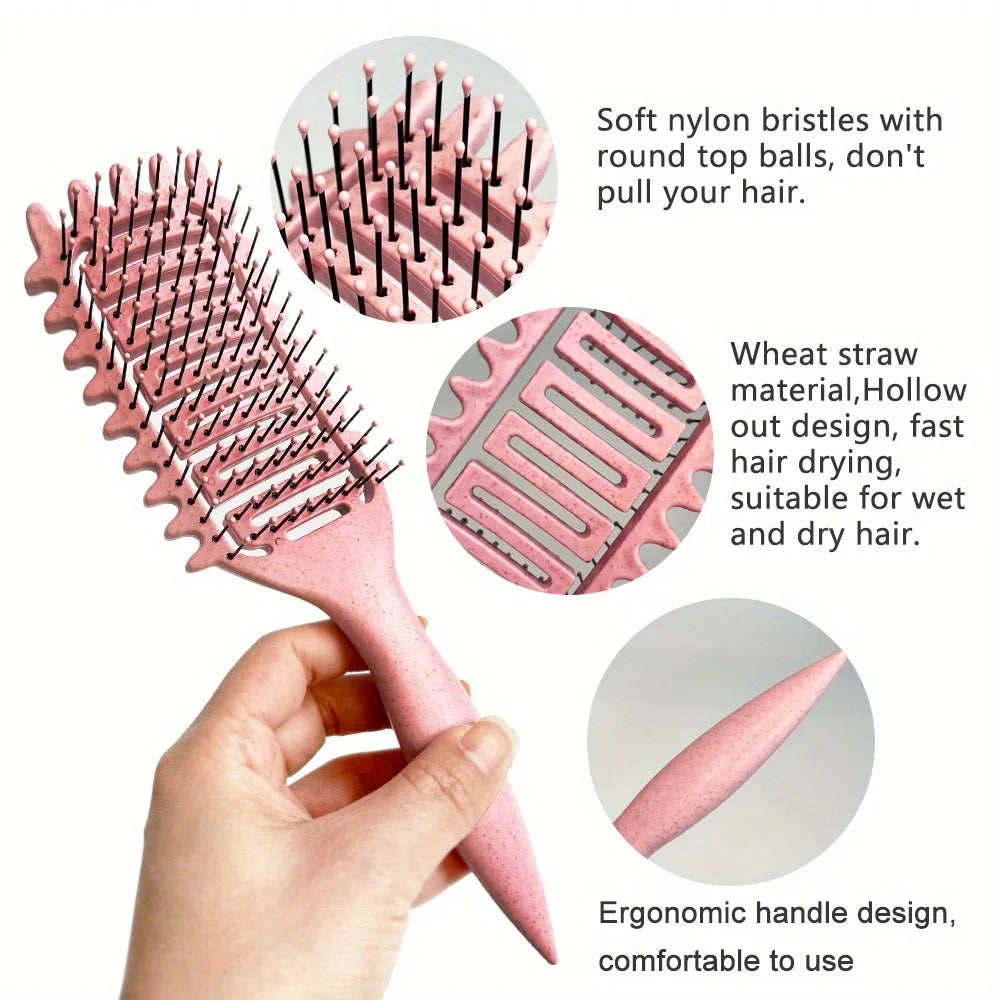 Curl Define Styling Brush Hollow Boar Bristle Detangling Hair Brush Tangled Hair Comb Shaping Defining Curls Hair Styling Tools