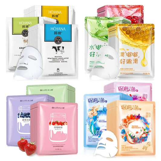 15Pcs BIOAQUA Fresh Fruit Face Mask Snail Hyaluronic Acid Hydrating Firming Skincare Sheet Masks Facial Mask Korean Cosmetics