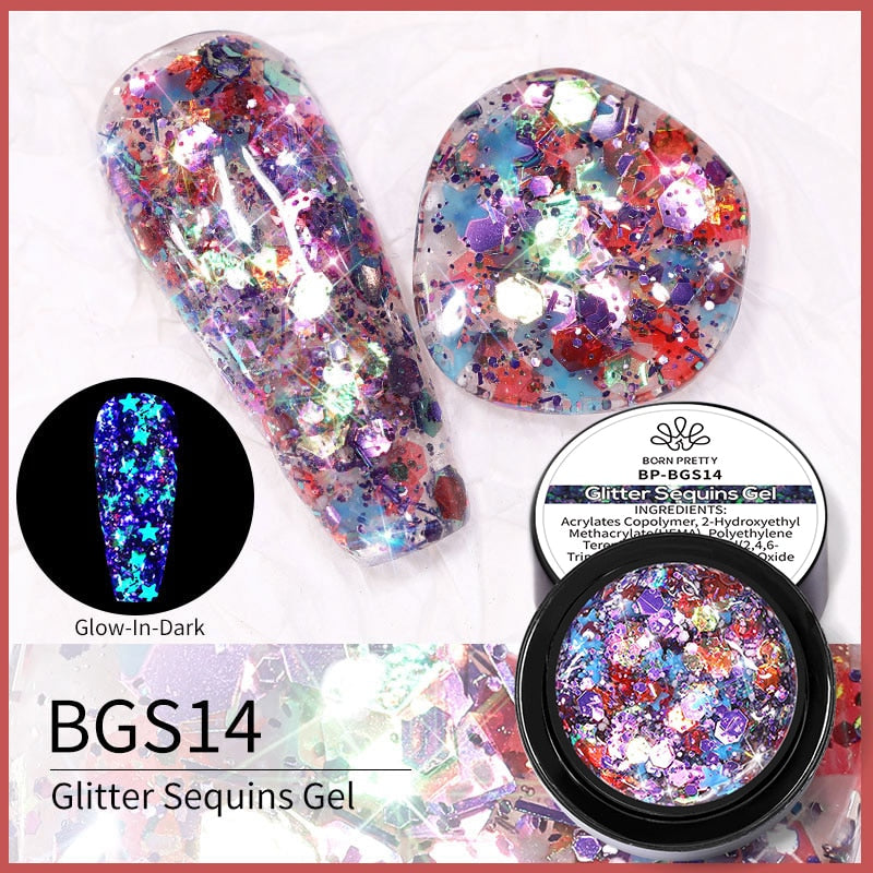 BORN PRETTY Sparkling Metallic Painting Gel Polish Soak Off Gel Nail Polish Flower Drawing Gold Silver Mirror Glitter UV Gel 5ml