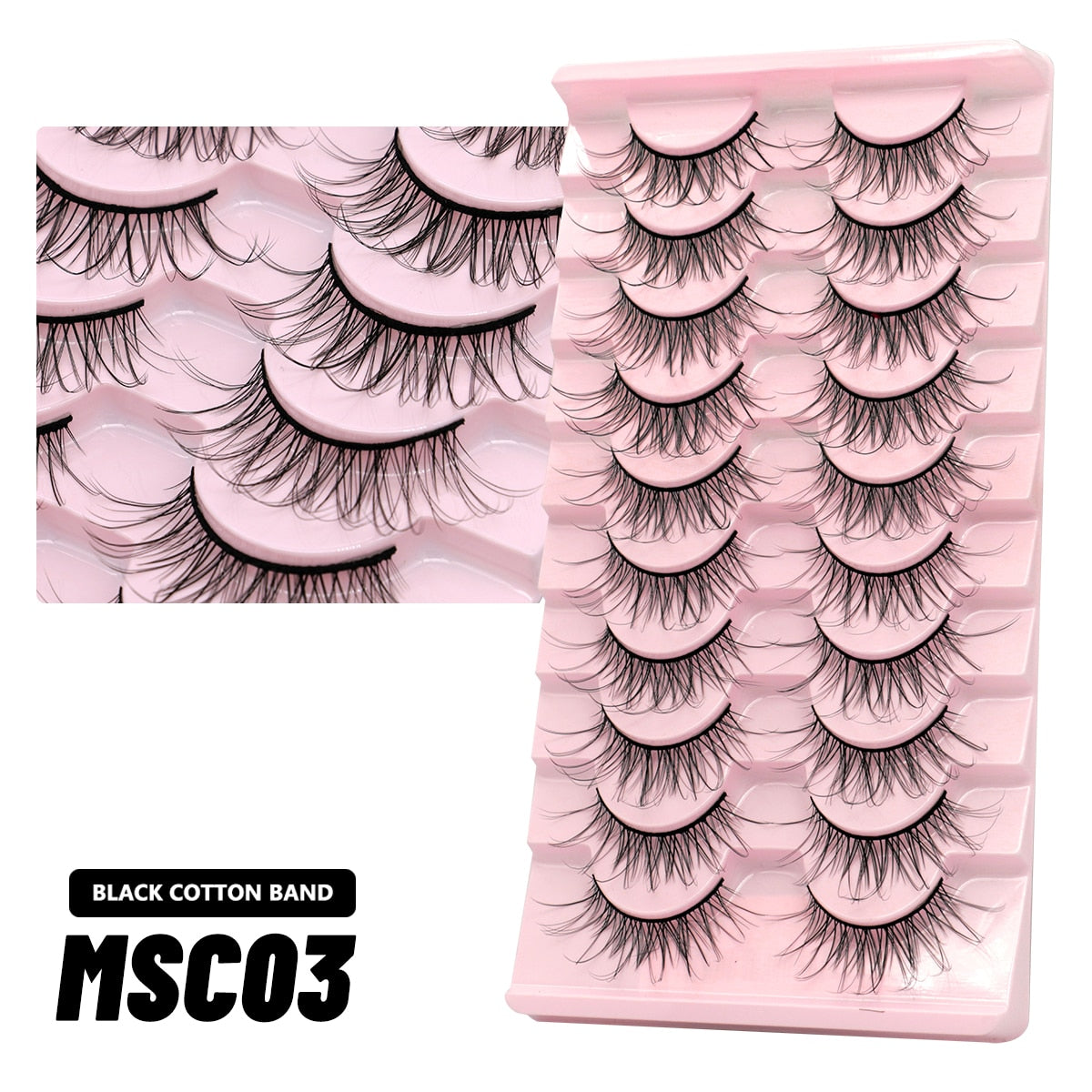 GROINNEYA 10 Pairs Natural False Eyelashes Manga Lashes 3d Faux Mink Lashes Soft Winged Natural Realistic Eyelash Extension