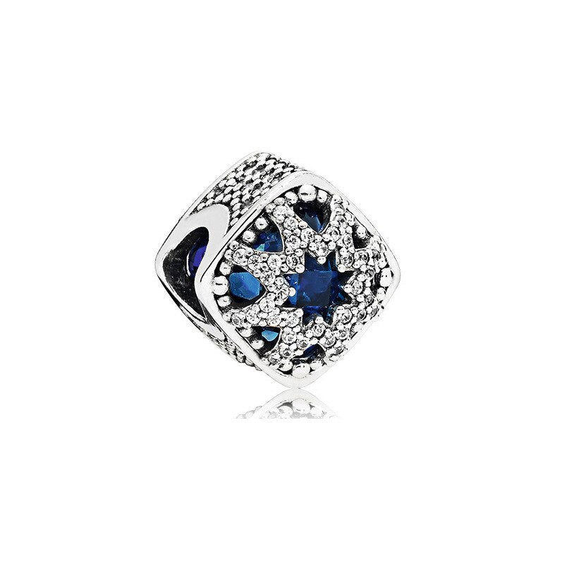 Hot selling blue series beads 925 sterling silver snowflake pumpkin car pendant fit original Pandora bracelet DIY gift