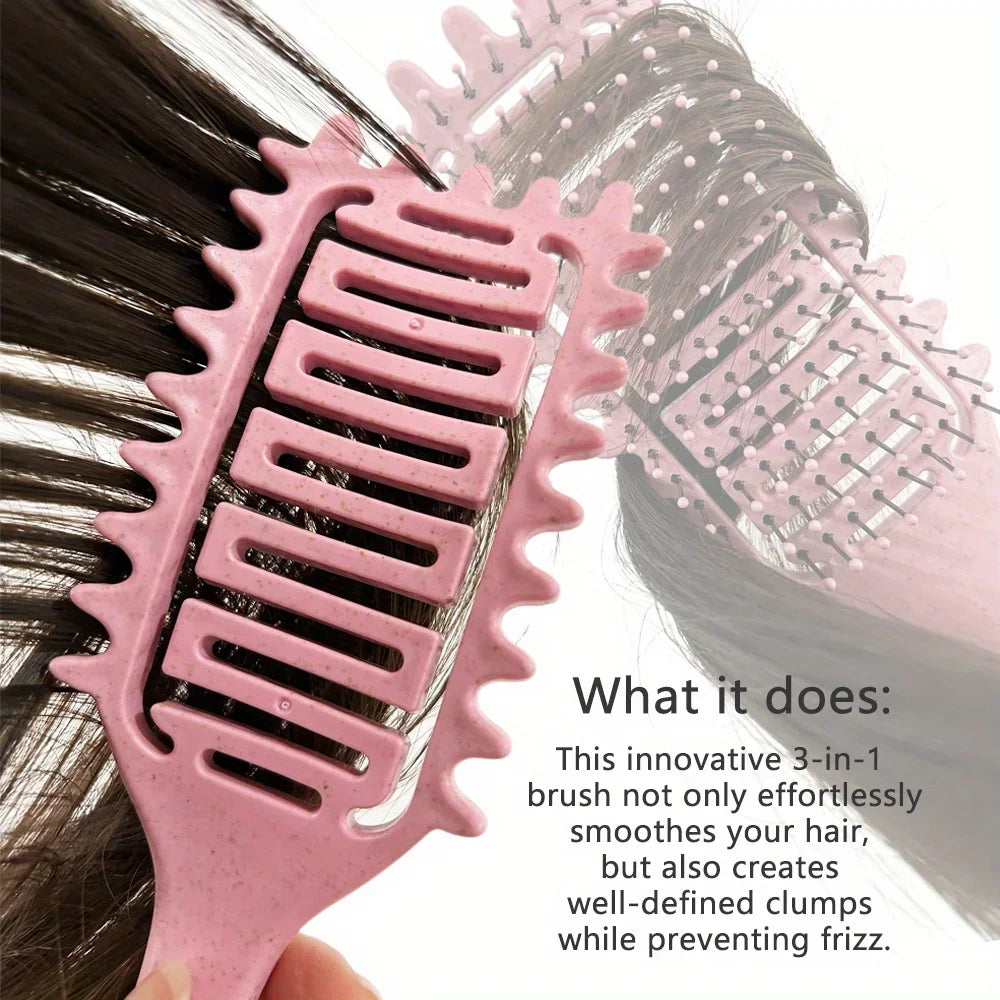 Curl Define Styling Brush Hollow Boar Bristle Detangling Hair Brush Tangled Hair Comb Shaping Defining Curls Hair Styling Tools