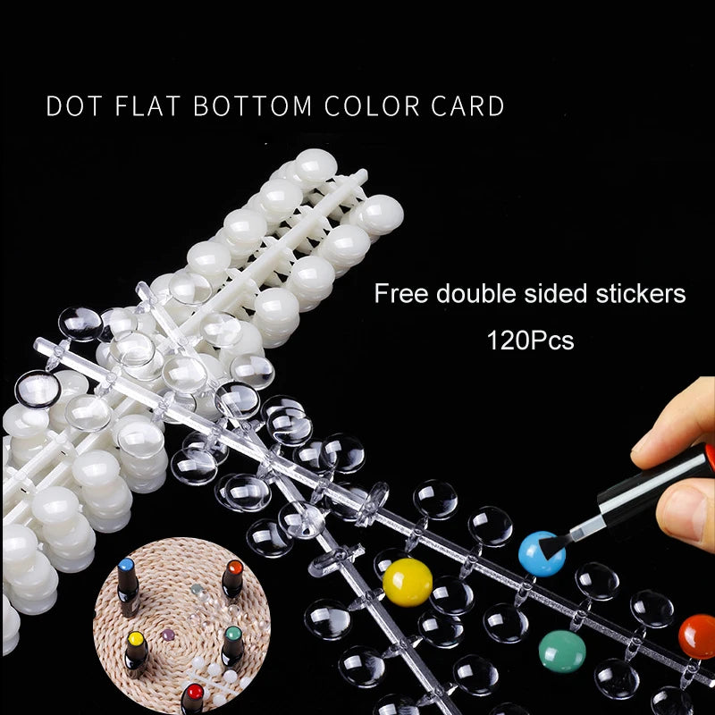 120/24pcs Nail Polish Display Table With Stickers Dot Flat Bottom Color Card Nail Display Board Bean Salon UV Gel Showing Shelf