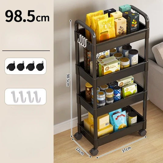 Household Multi-layer Small Cart Storage Rack Floor To Floor Kitchen Bedroom Bathroom Storage Rack Storage Rack With Wheels