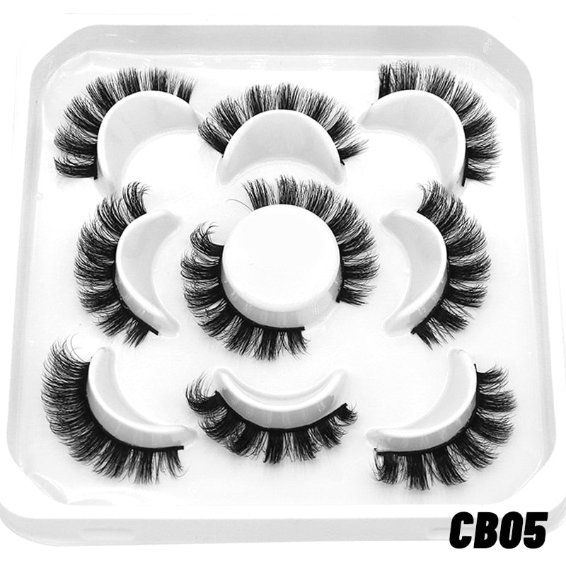 GROINNEYA 20 Pairs Russian Strip Lashes 3D Mink Lashes Natural Eyelashes Dramatic False Eyelashes Wholesale Eyelash Extension