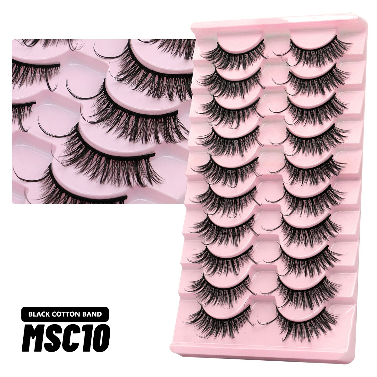 GROINNEYA 10 Pairs Natural False Eyelashes Manga Lashes 3d Faux Mink Lashes Soft Winged Natural Realistic Eyelash Extension