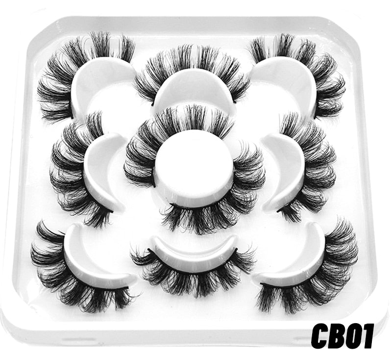 GROINNEYA 20 Pairs Russian Strip Lashes 3D Mink Lashes Natural Eyelashes Dramatic False Eyelashes Wholesale Eyelash Extension