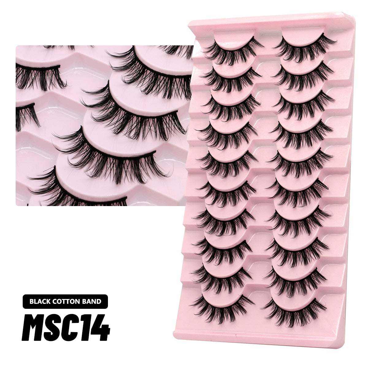 GROINNEYA 10 Pairs Natural False Eyelashes Manga Lashes 3d Faux Mink Lashes Soft Winged Natural Realistic Eyelash Extension