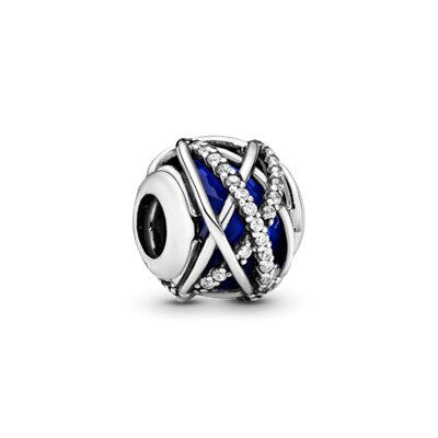 Hot selling blue series beads 925 sterling silver snowflake pumpkin car pendant fit original Pandora bracelet DIY gift