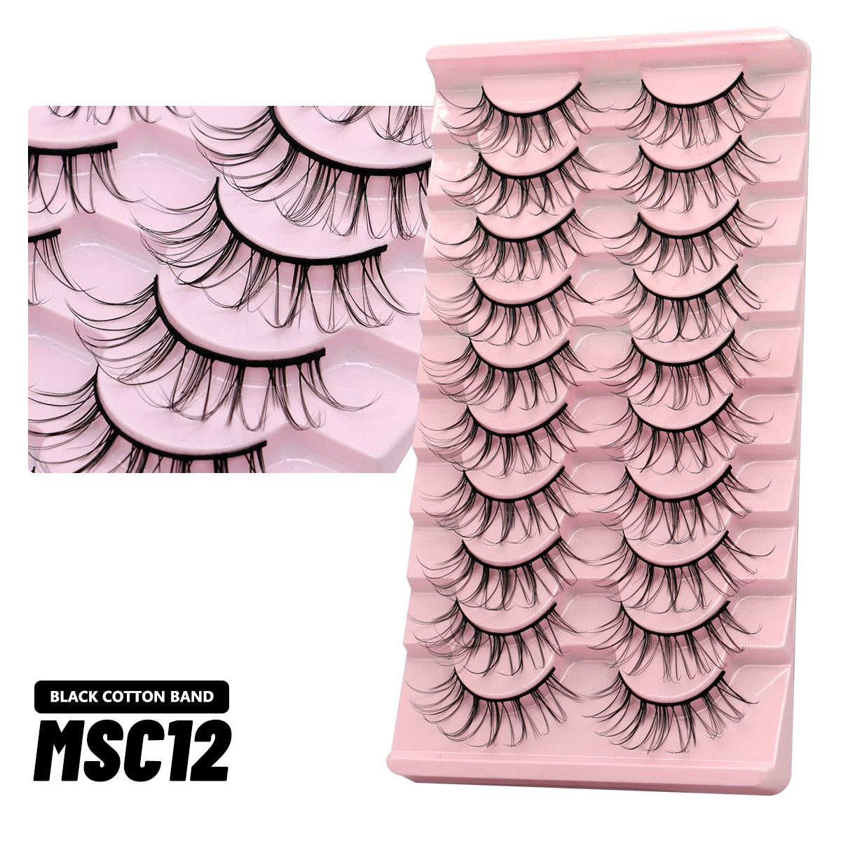 GROINNEYA 10 Pairs Natural False Eyelashes Manga Lashes 3d Faux Mink Lashes Soft Winged Natural Realistic Eyelash Extension