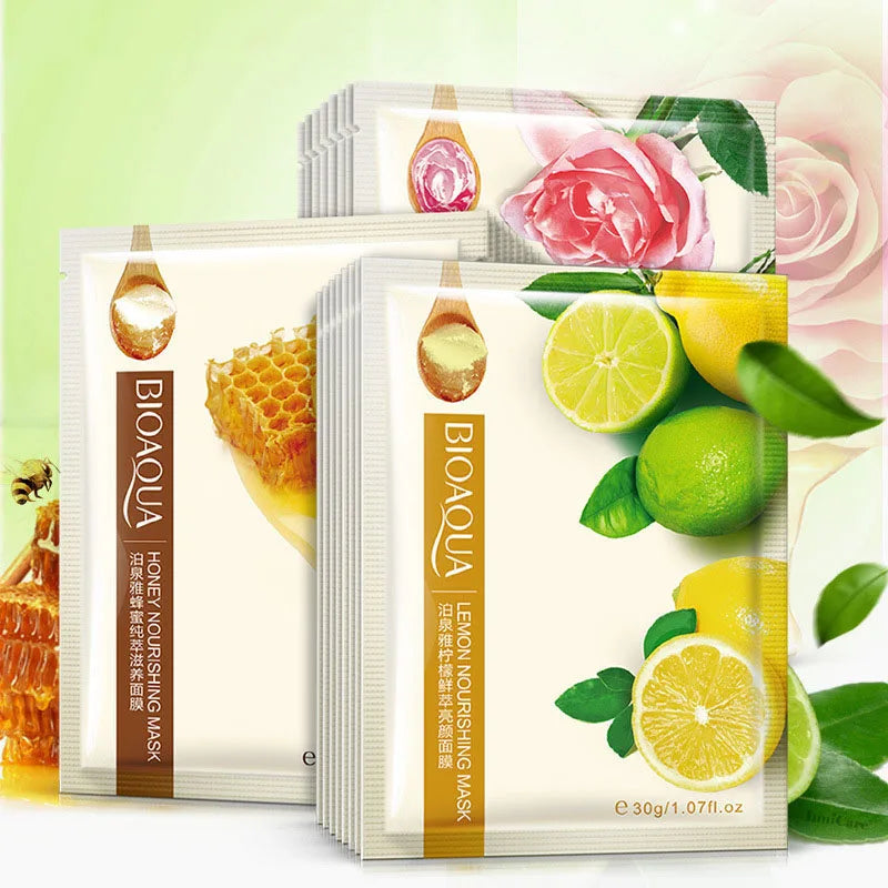 15Pcs BIOAQUA Fresh Fruit Face Mask Snail Hyaluronic Acid Hydrating Firming Skincare Sheet Masks Facial Mask Korean Cosmetics