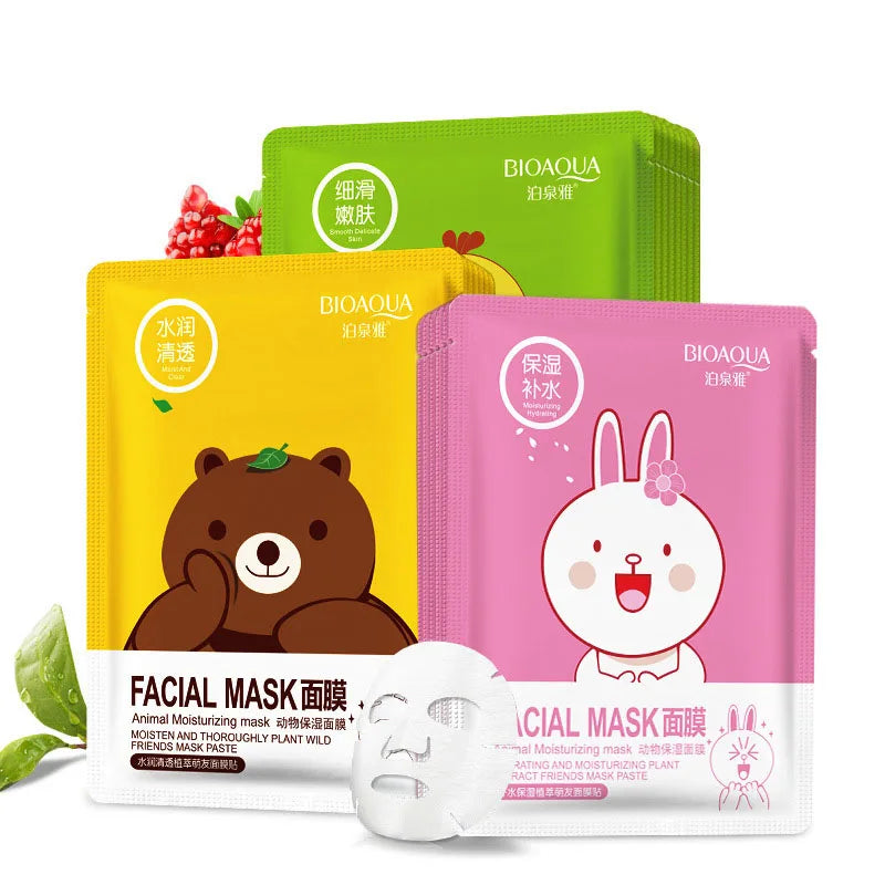 15Pcs BIOAQUA Fresh Fruit Face Mask Snail Hyaluronic Acid Hydrating Firming Skincare Sheet Masks Facial Mask Korean Cosmetics