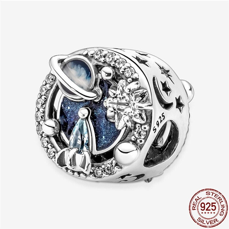 925 Sterling Silver Galaxy Star Charm Cosmic Beads Fit Original Pandora Bracelet DIY Fashion Jewelry Women's Pendant Jewelry