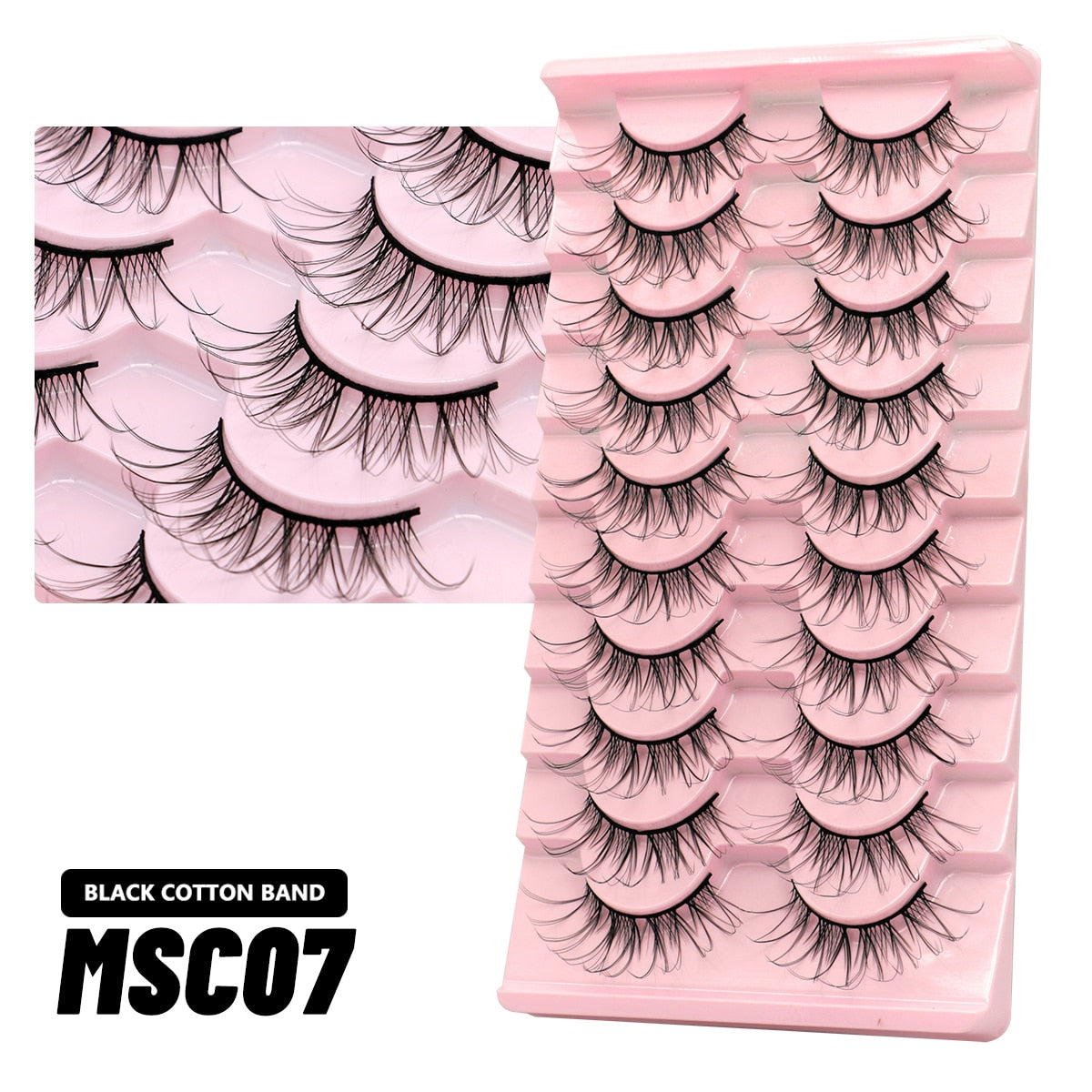 GROINNEYA 10 Pairs Natural False Eyelashes Manga Lashes 3d Faux Mink Lashes Soft Winged Natural Realistic Eyelash Extension