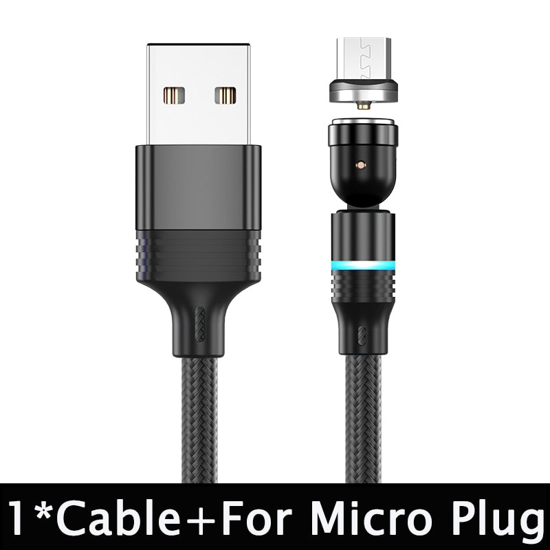 Hot Selling 540° Rotate Magnetic USB Cable Fast Type C Cable Data Charge Micro USB Cable For iPhone 11 Pro Xs X Samsung Xiaomi