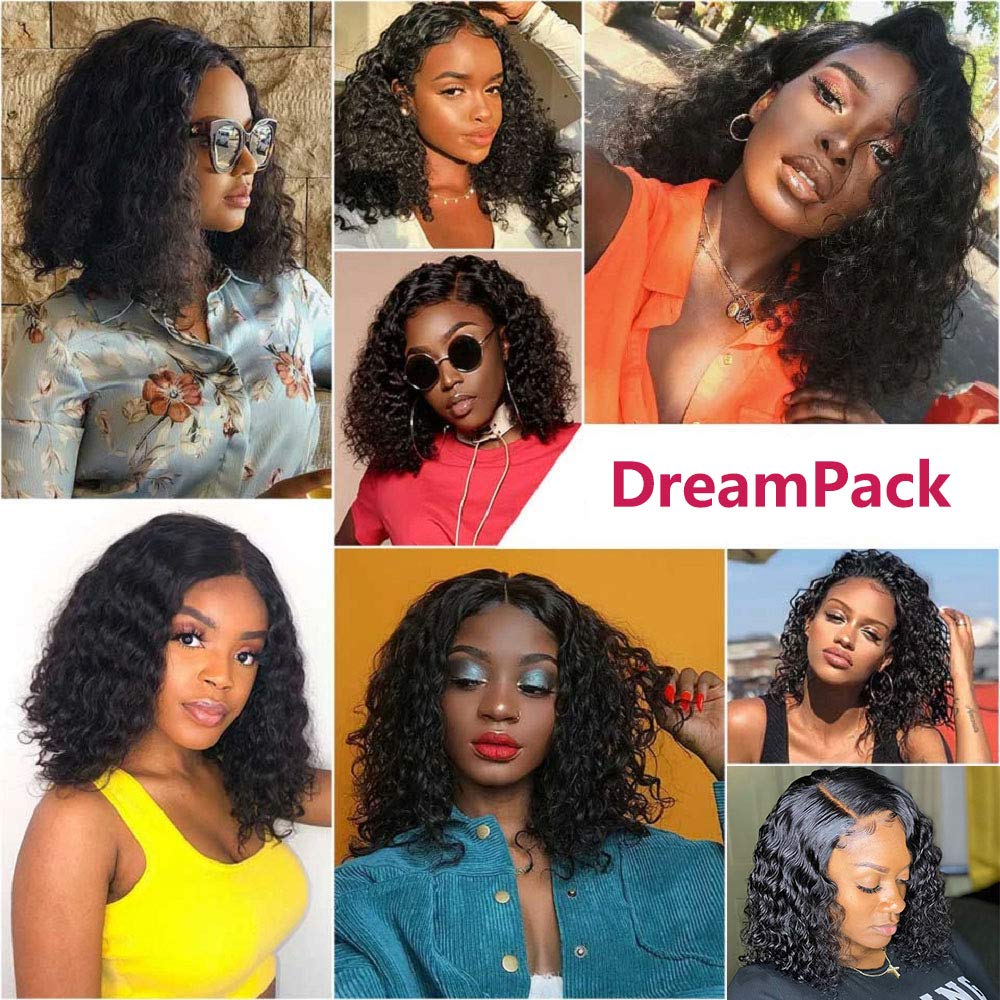 Deep Curly Lace Front Human Hair Wigs 13x6 Lace Frontal Wigs Brazilian Deep Wave Short Bob Lace Frontal Wig180 Density Wigs Remy