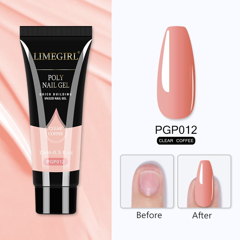 15/7.5ml Poly Nail Gel For Nail Extension Finger Quick Building Gel 38 Colors Polygels Extensions Acrylic Gel Polish Nail Art