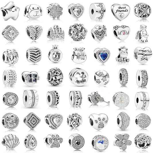 New Fashion Original Love Foot Fortune Bag Key Lock Bag Beads Fit Original Pandora Ladies Bracelet Jewelry Accessories Gift