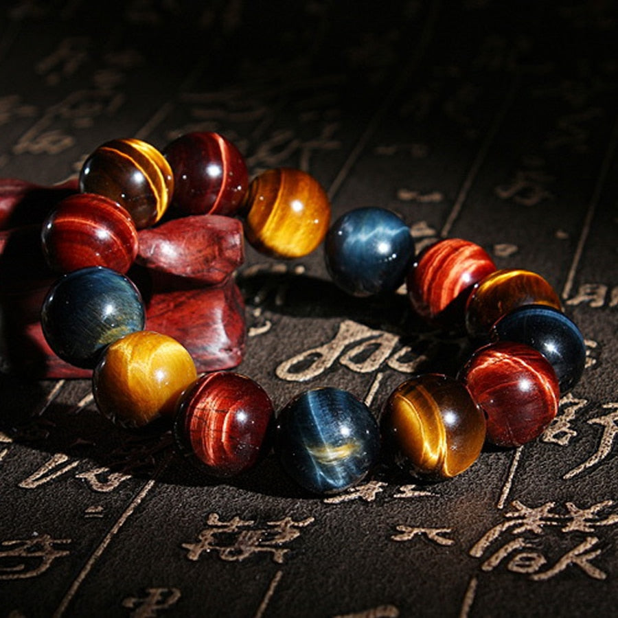 Fashion 6/8/10/12/14mm colorful Tiger eyes Beads Bracelet Men Charm Natural Stone Braslet For Man Handmade Jewelry Gift Pulseras