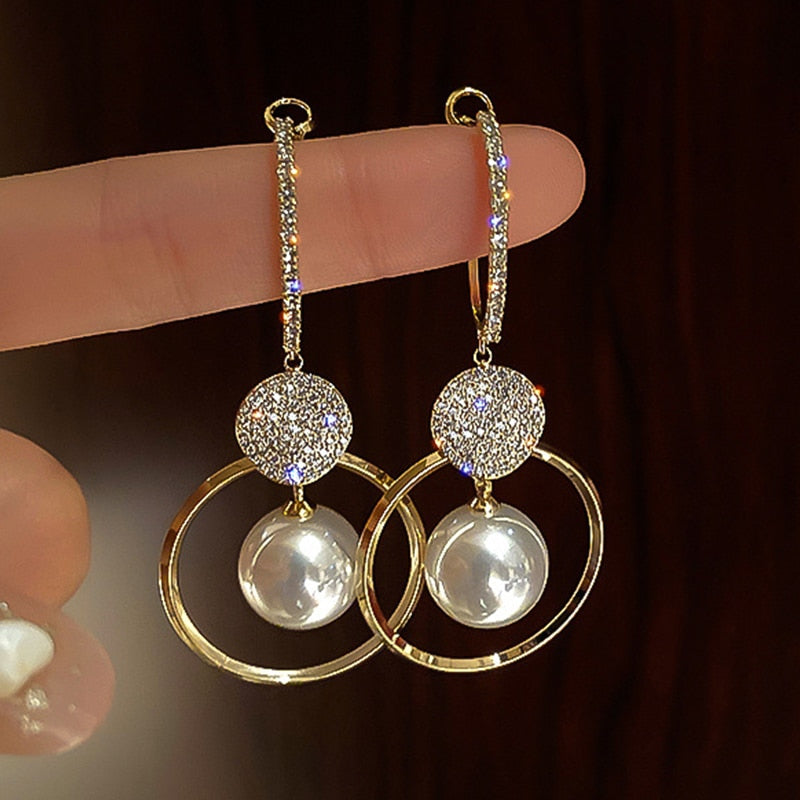 2021 New Fashion Korean Imitation Pearl Drop Earrings for Women Butterfly Owl Zircon Oversized Earring Wedding Party Jewelry