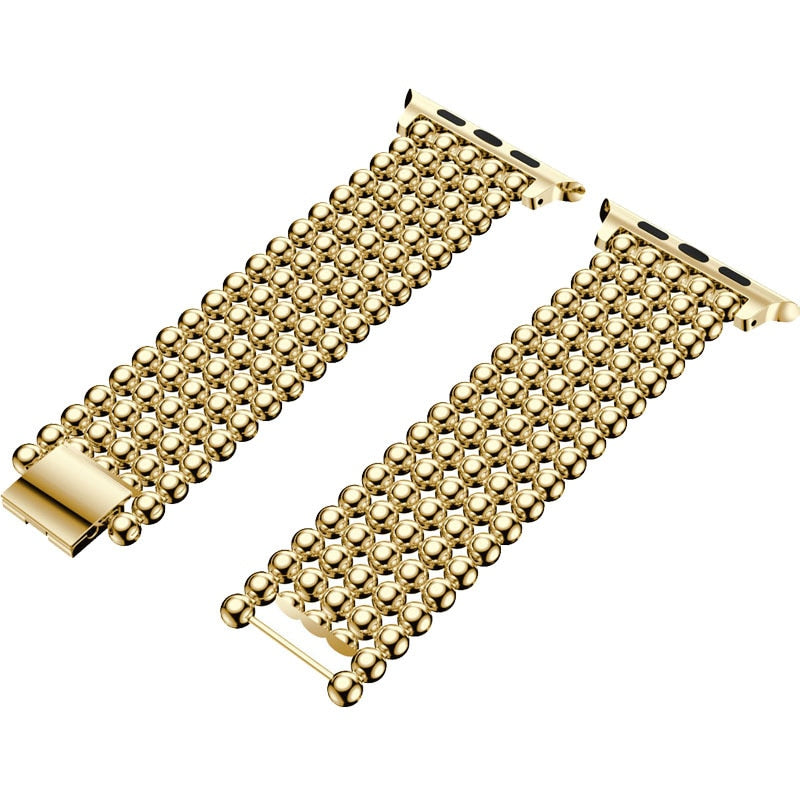 Band For Apple Watch 38mm 40mm 42mm 44mm 41mm 45mm Fashion Beads Stainless Steel Strap iWatch 3 4 5 6 7 SE Watchband Bracelet