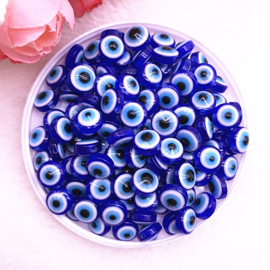 NEW 50PCS 8/10mm Oval Beads Evil Eye Resin Spacer Beads for Jewelry Making DIY Bracelet Beads #01