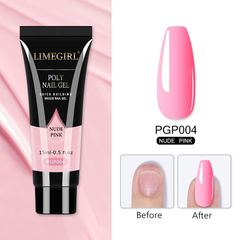 15/7.5ml Poly Nail Gel For Nail Extension Finger Quick Building Gel 38 Colors Polygels Extensions Acrylic Gel Polish Nail Art