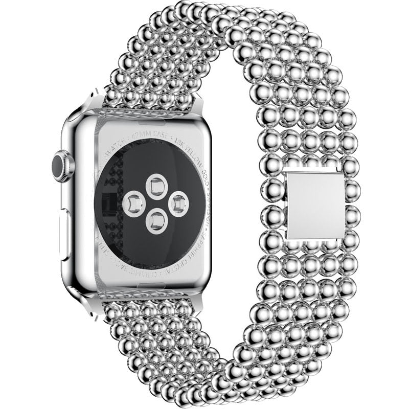 Band For Apple Watch 38mm 40mm 42mm 44mm 41mm 45mm Fashion Beads Stainless Steel Strap iWatch 3 4 5 6 7 SE Watchband Bracelet