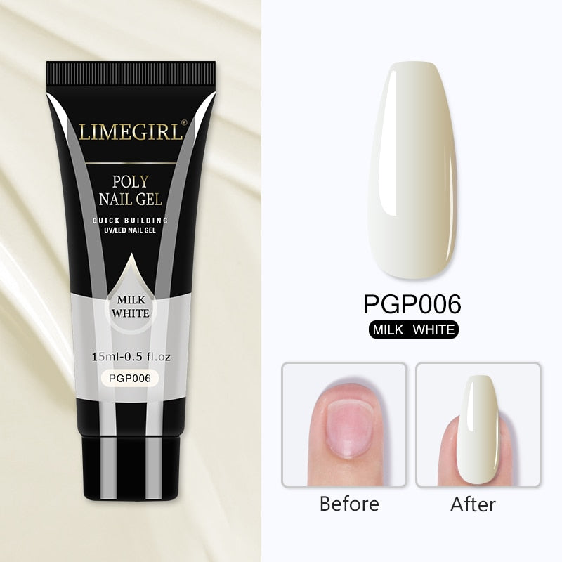 15/7.5ml Poly Nail Gel For Nail Extension Finger Quick Building Gel 38 Colors Polygels Extensions Acrylic Gel Polish Nail Art