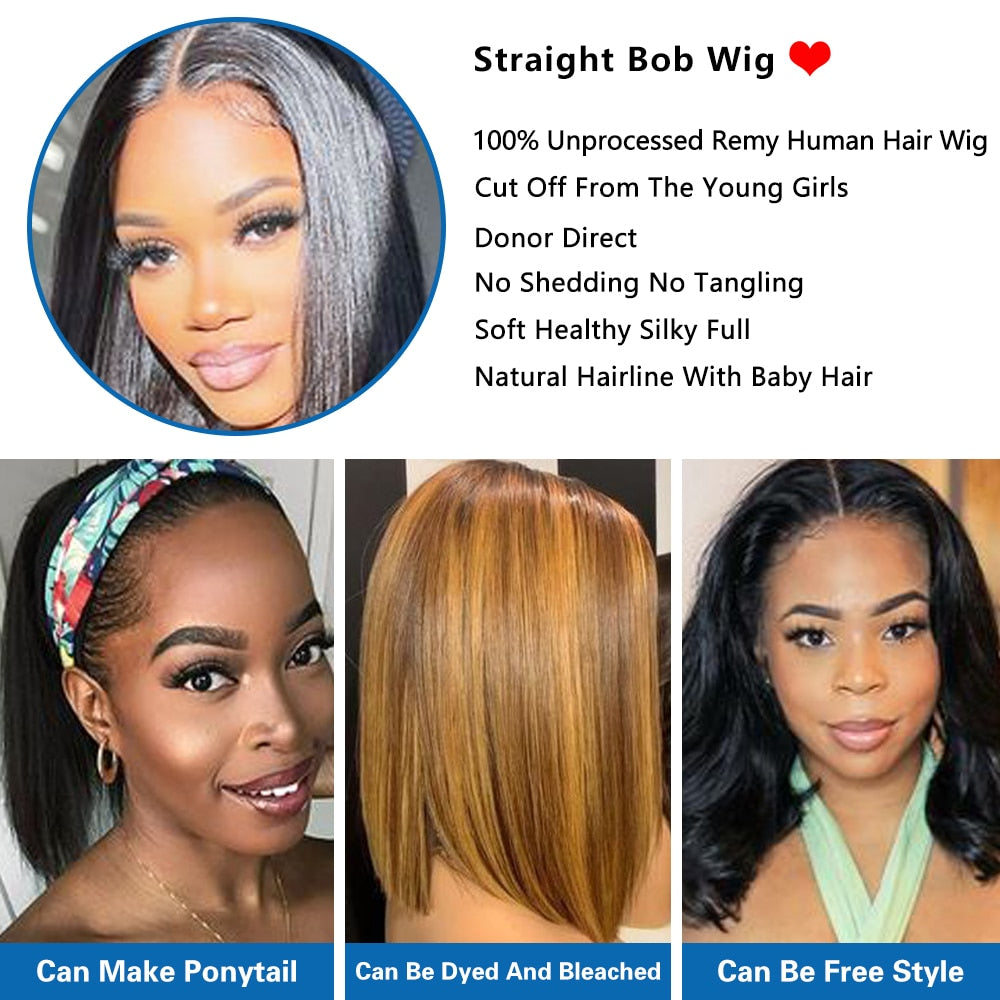 Bob Wig Lace Front Human Hair Wigs Straight Lace Front Wig Short Wigs Human Hair Bob Wig Straight Wig Straight Human Hair Wigs