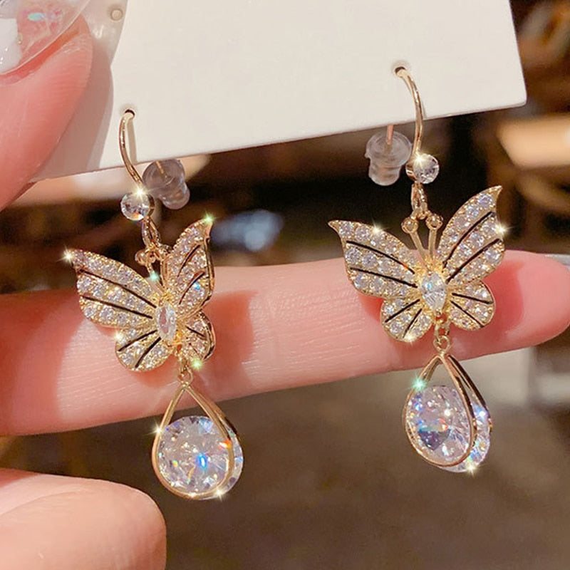 2021 New Fashion Korean Imitation Pearl Drop Earrings for Women Butterfly Owl Zircon Oversized Earring Wedding Party Jewelry