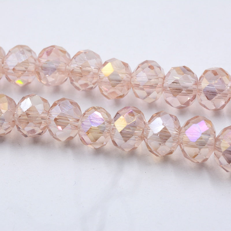 Bright Pink Multicolor 4/6mm Diameter Rondelle Faceted Crystal Glass Beads Quartz Charms Beads for Jewelry Making Accessories