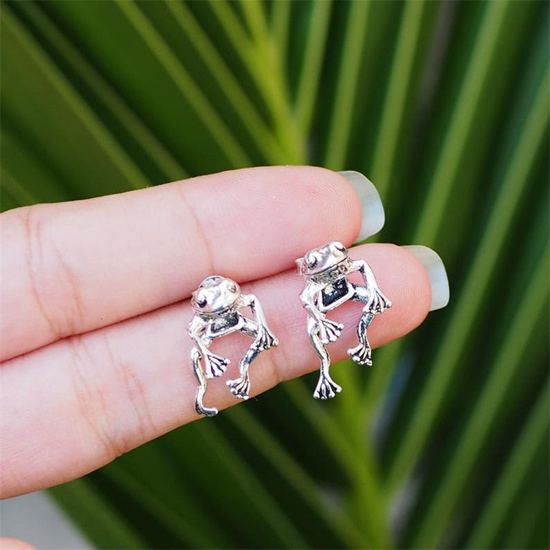 Cute Frog Earrings For Women Girls Animal Gothic Stud Earrings Piercing Female Korean Jewelry Brincos