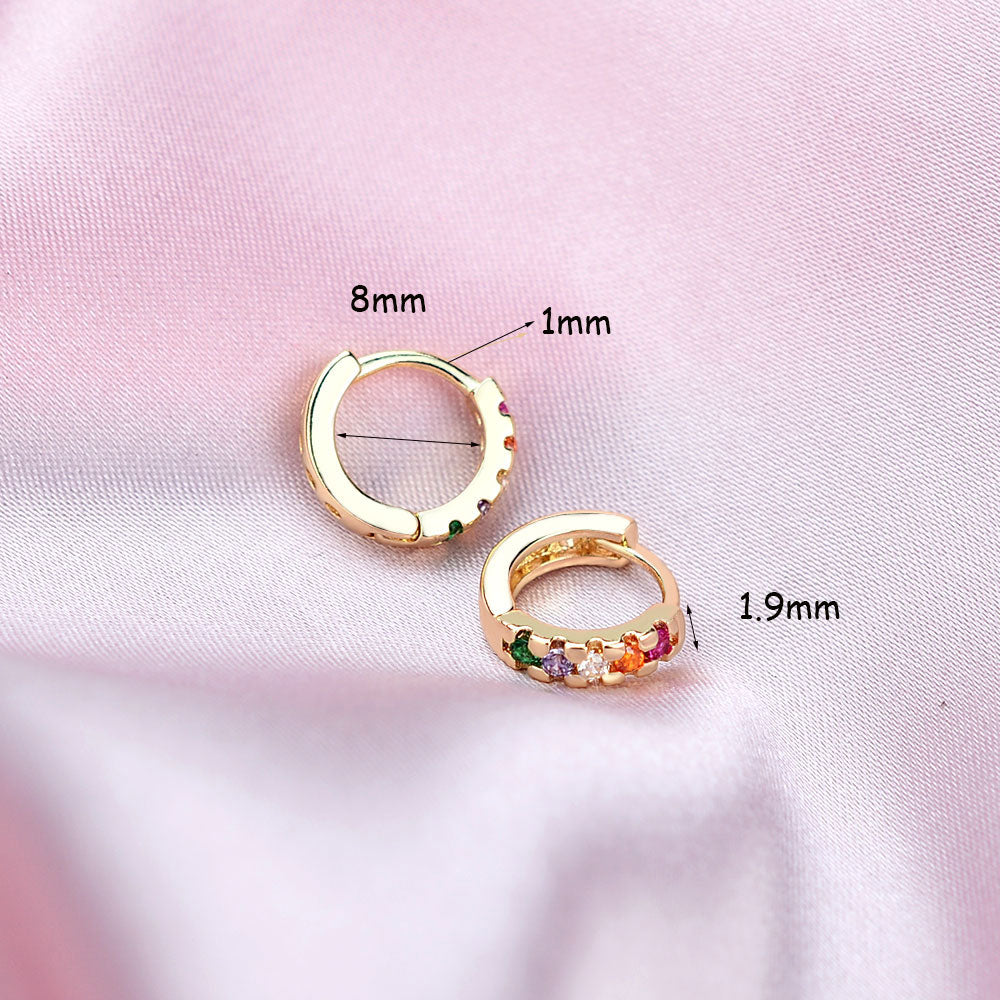 2 Pcs Rainbow Little Huggies Hoop Earrings Girl Tiny Rings Cartilage Small Helix Piercing Conch Earlobe Tragus Circle Men Hoops