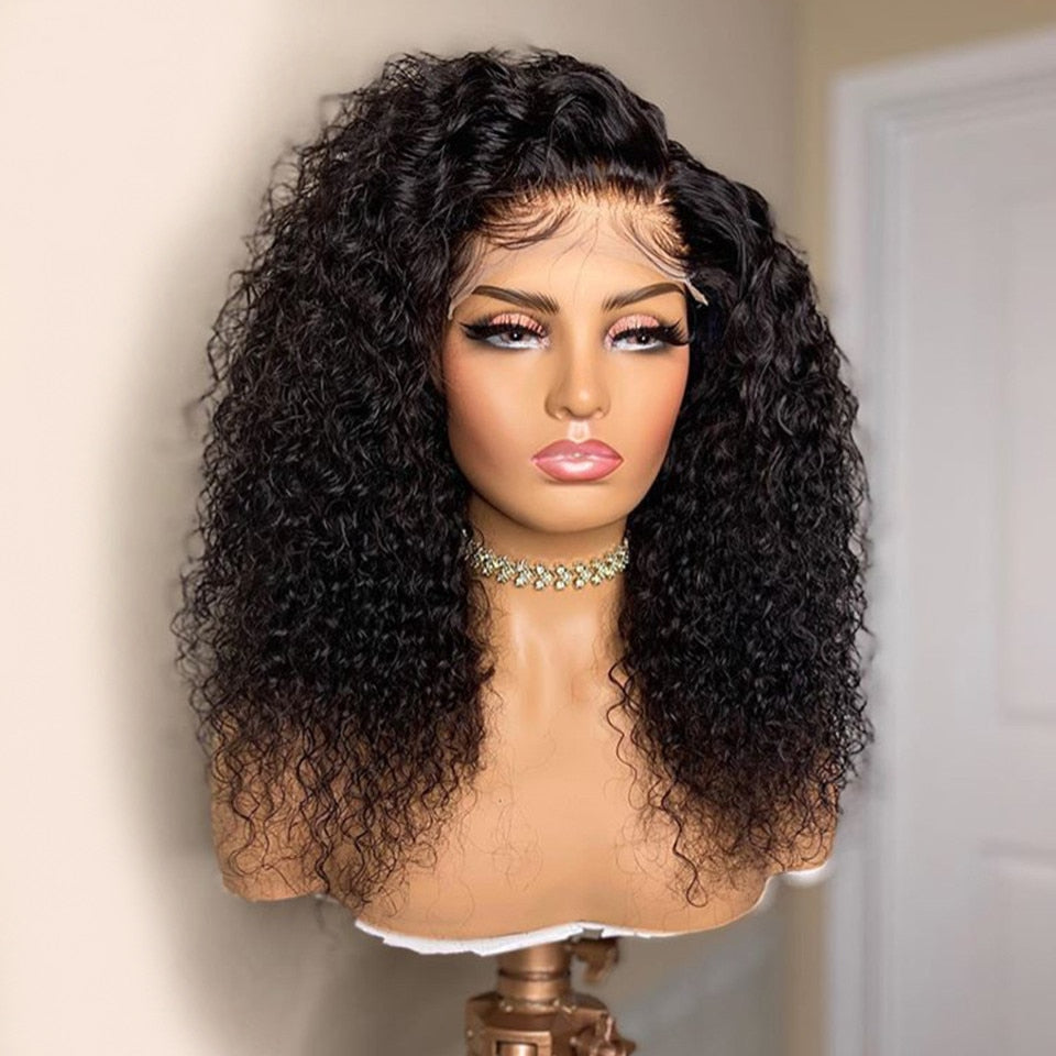 Deep Curly Lace Front Human Hair Wigs 13x6 Lace Frontal Wigs Brazilian Deep Wave Short Bob Lace Frontal Wig180 Density Wigs Remy