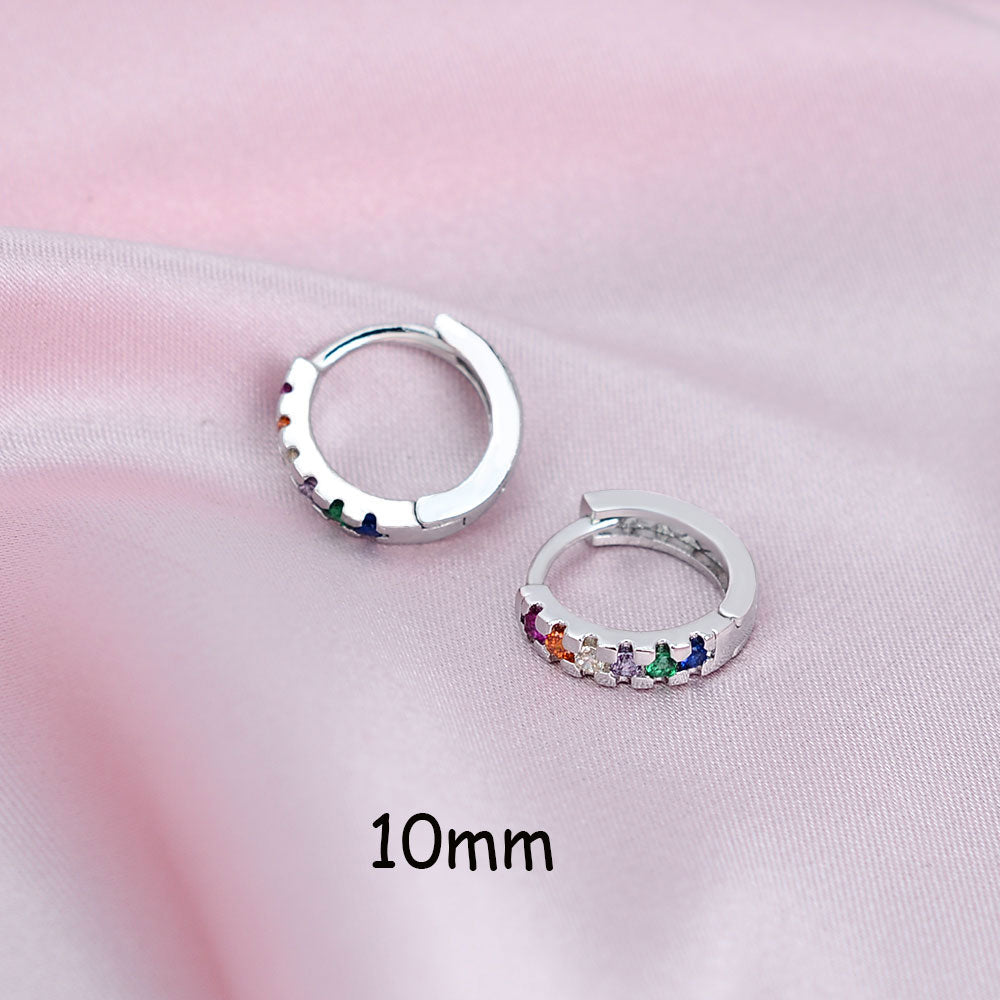 2 Pcs Rainbow Little Huggies Hoop Earrings Girl Tiny Rings Cartilage Small Helix Piercing Conch Earlobe Tragus Circle Men Hoops