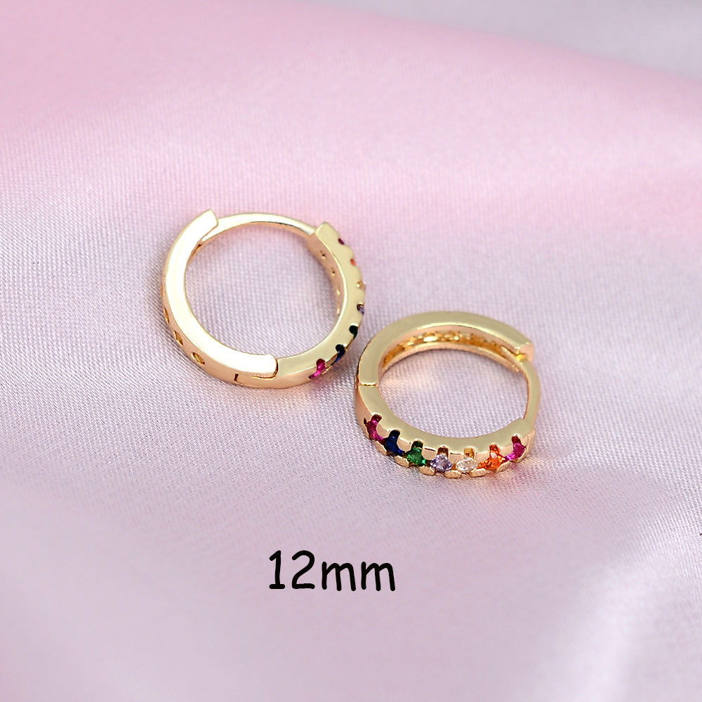 2 Pcs Rainbow Little Huggies Hoop Earrings Girl Tiny Rings Cartilage Small Helix Piercing Conch Earlobe Tragus Circle Men Hoops