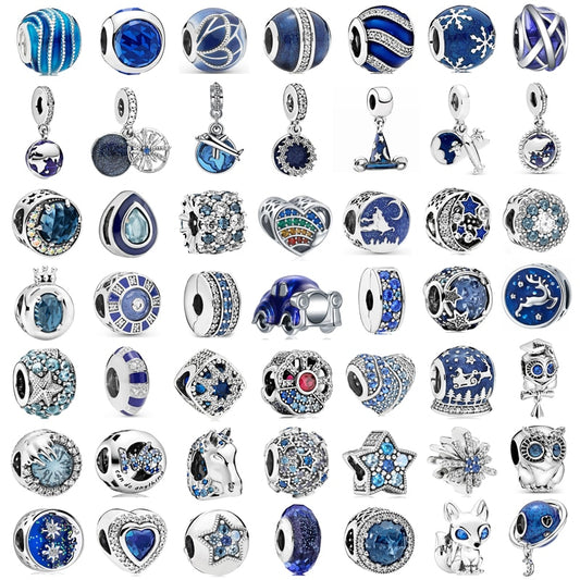 New Fashion Charm Original Blue Car Hat Airplane Horse Beaded Fit Original Pandora Ladies Bracelet Jewelry Accessories Gift