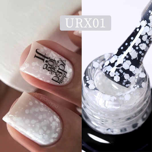UR SUGAR 7ml Snowflakes Gel Nail Polish Varnish Glitter White Sequins Soak Off UV LED Semi Permanent Nail Art Design
