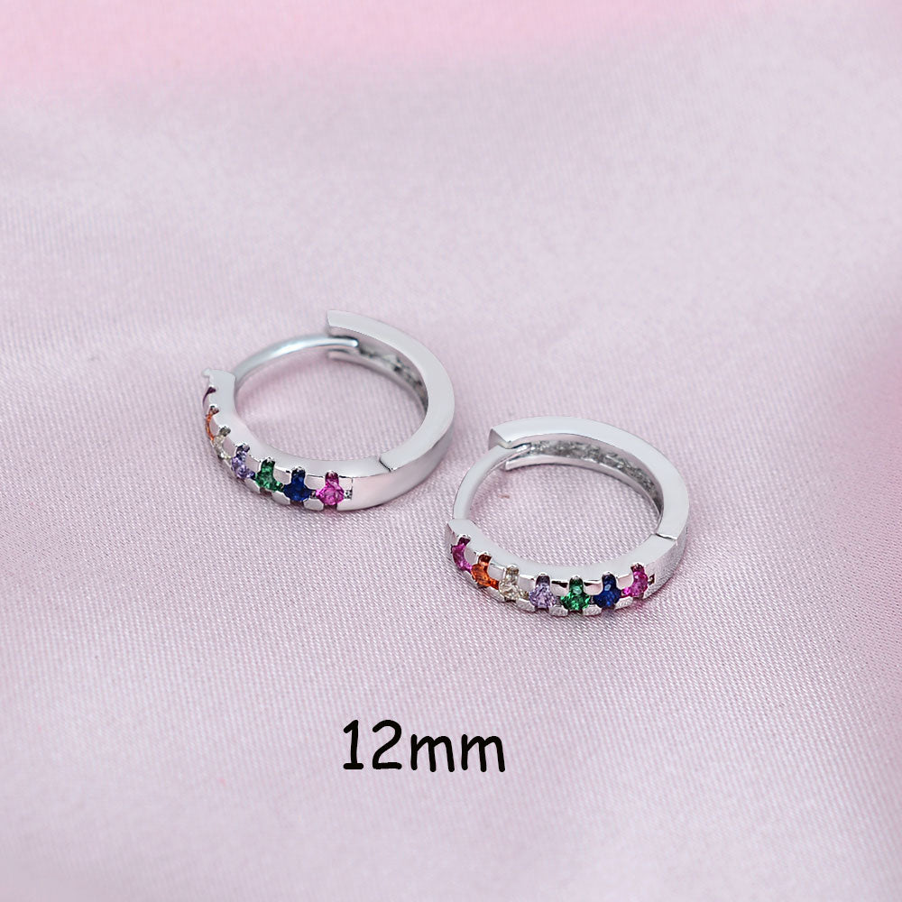 2 Pcs Rainbow Little Huggies Hoop Earrings Girl Tiny Rings Cartilage Small Helix Piercing Conch Earlobe Tragus Circle Men Hoops