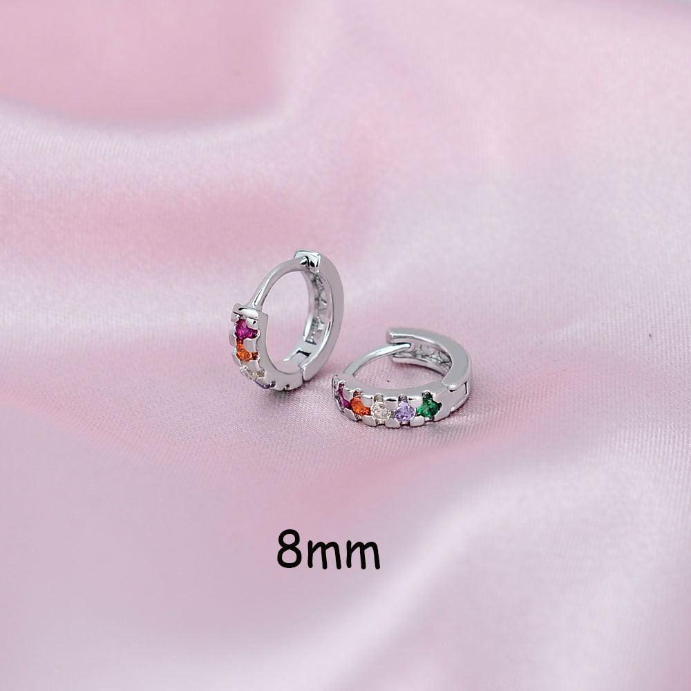 2 Pcs Rainbow Little Huggies Hoop Earrings Girl Tiny Rings Cartilage Small Helix Piercing Conch Earlobe Tragus Circle Men Hoops