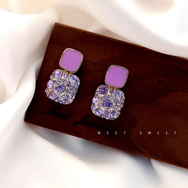 Earrings Retro Temperament Europe and America 2020 New High-quality Purple Earrings Female Exquisite Niche Fashion Stud Earrings