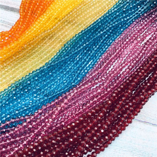 40 colors available 1strand 2X3mm/3X4mm/4X6mm crystal rondelle beads crystal beads glass beads for jewelry making diy