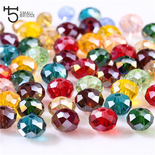 4 6 8mm Czech Loose Rondelle Crystal Beads For Jewelry Making Diy Needlework AB Color Spacer Faceted Glass Beads Wholesale