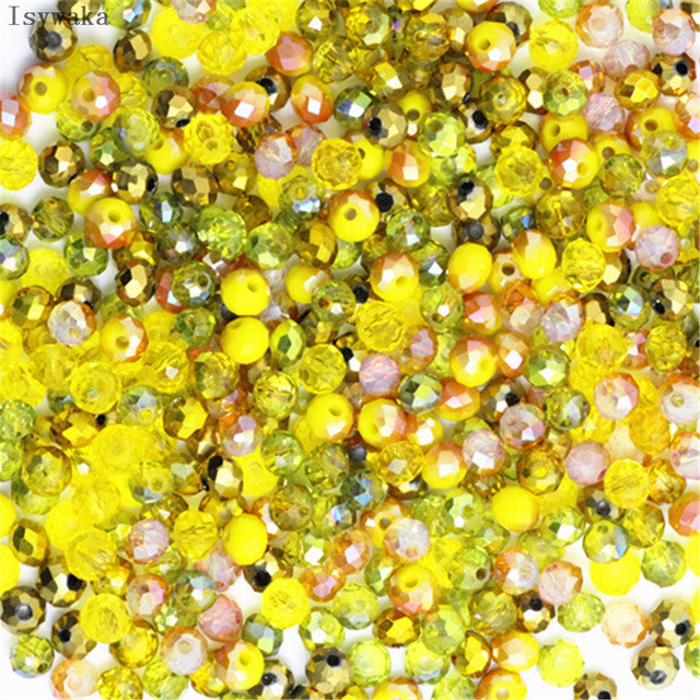 Isywaka Pink Multicolor 4*6mm 50pcs  Rondelle Austria faceted Crystal Glass Beads Loose Spacer Round Beads for Jewelry Making