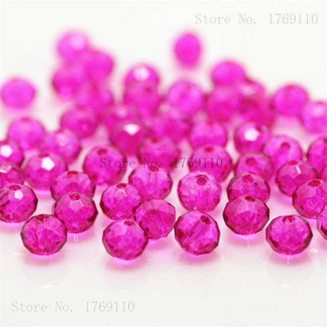 Isywaka Pink Multicolor 4*6mm 50pcs  Rondelle Austria faceted Crystal Glass Beads Loose Spacer Round Beads for Jewelry Making