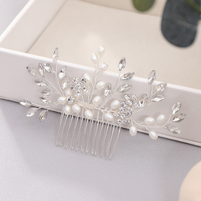 MOLANS Luxury Hairpin For Women Hair Combs Headdress Prom Bridal Wedding Crown Elegant Hair Accessories Gold Leaves Headwear 1PC