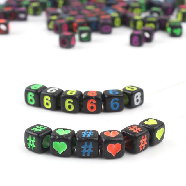 Mixed Letter Acrylic Beads Round Flat Alphabet Digital Cube Loose Spacer Beads For Jewelry Making Handmade Diy Bracelet Necklace